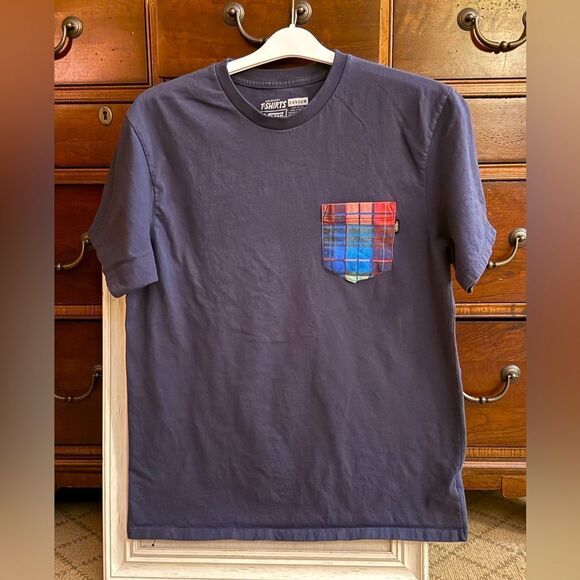 Vans Original short sleeve navy T-shirt with plaid pocket. L - Picture 1 of 8